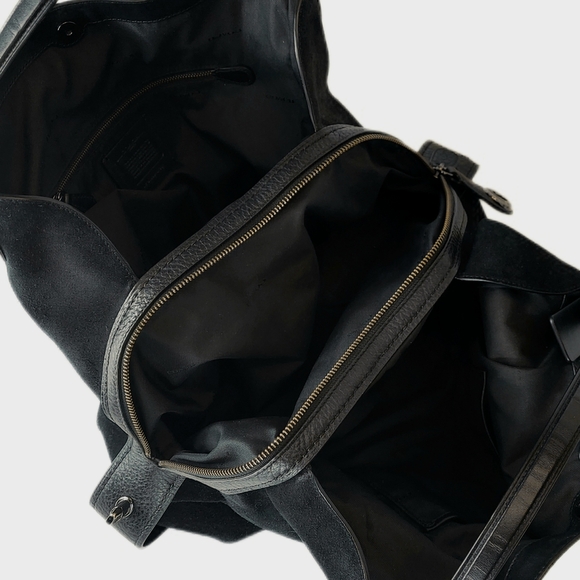 LG COACH EDIE 42 MIXED LEATHER HOBO w/COACH FACE CHARM - Picture 5 of 10